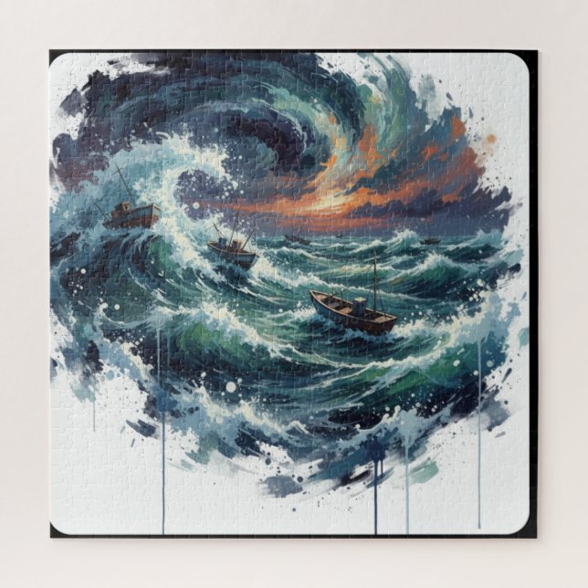 Navigating the Azure Swirl Jigsaw Puzzle (Vertical)