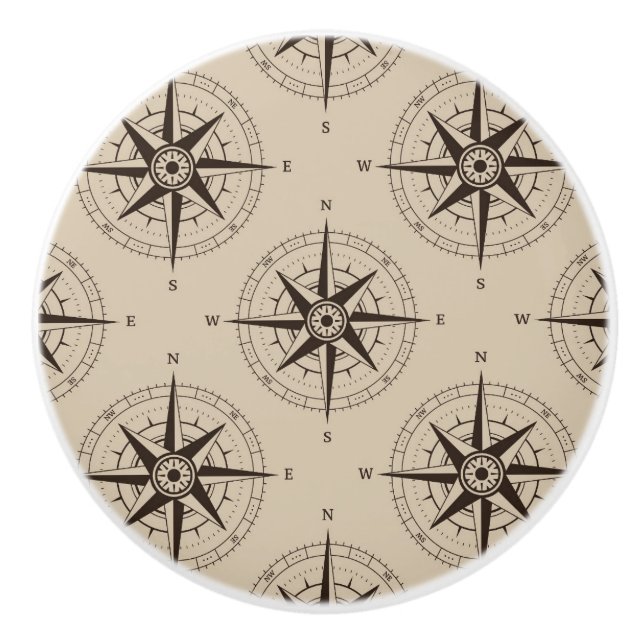 Navigation Compass Pattern Ceramic Knob (Front)