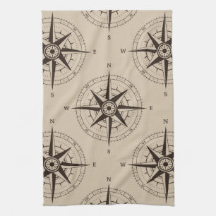 Navigation Compass Pattern Kitchen Towel