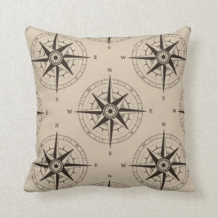 Navigation Compass Pattern Throw Pillow