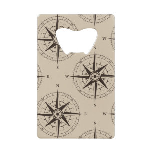 Navigation Compass Pattern Wallet Bottle Opener