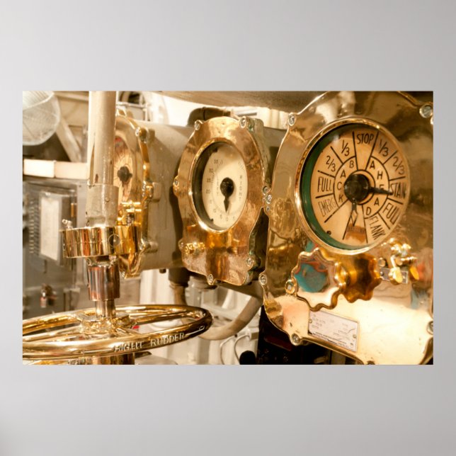 Navigational Gauges And Instruments On Submarine Poster (Front)