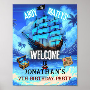 Navire pirate Neon Glow Ahoy Mateys Affiche de bie
