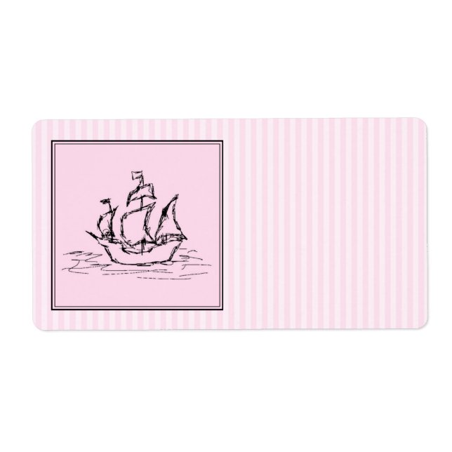 Navire pirate. Noir et rose. (Devant)