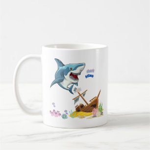 Navire requin corail coloré récif Café Mug