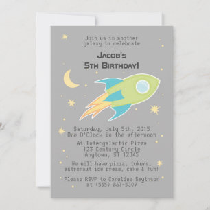 Navire spatial Rocket Galaxy Grey Invitations
