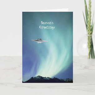 Navire spatial UFO avec carte de vacances Northern