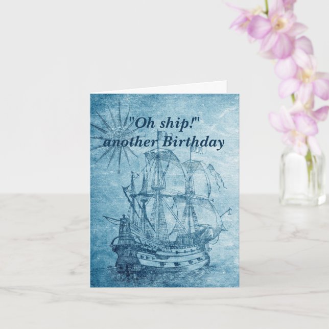 Navire vintage Anniversaire drôle pour Lui Carte (Orchidée)