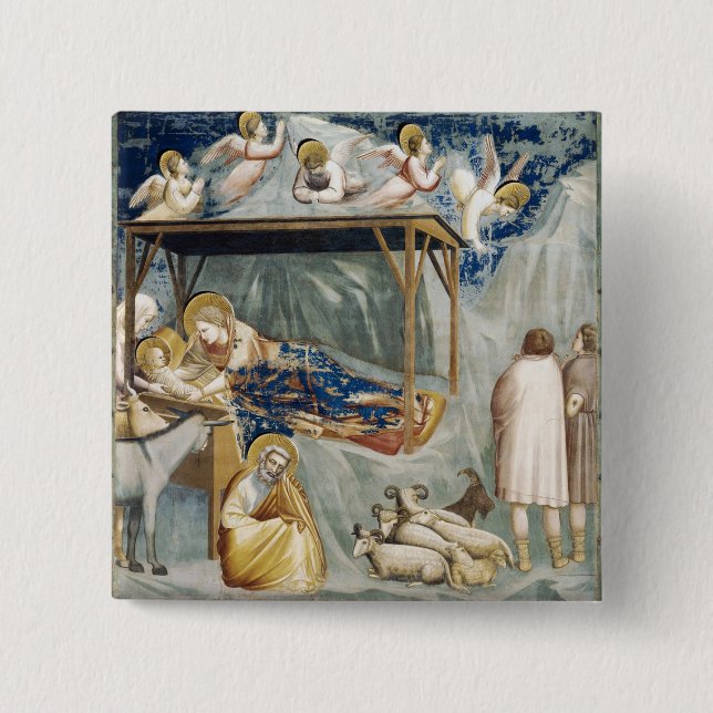 Navitity (Birth of Jesus Christ) (by Giotto) 2 Inch Square Button (Front)