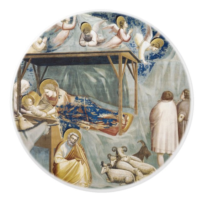 Navitity (Birth of Jesus Christ) (by Giotto) Ceramic Knob (Front)