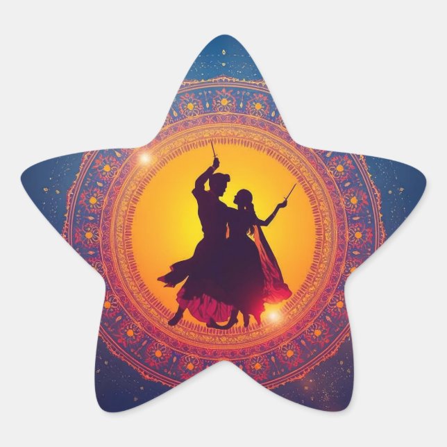 Navratri - A Festival of Devotion and Dance Star Sticker (Front)