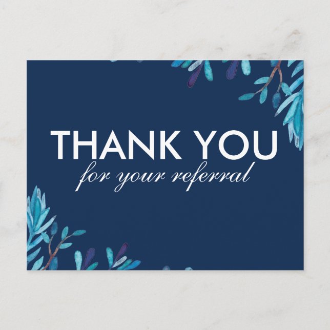Navty and blue REFERRAL THANK YOU POSTCARD (Front)