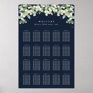 Navy 24x36" 20 Tables of 10 Seating Chart Poster