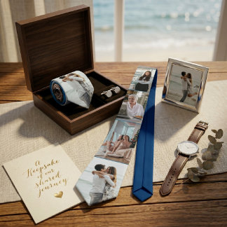 Navy 5-Photo Collage Custom Family | Father's day Tie