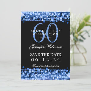 Navy 60th Birthday Save the Date w/ Details Invitation