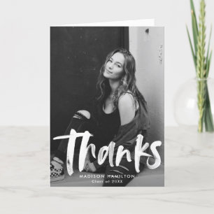 Navy   Abstract Brushstrokes Photo Graduation Thank You Card