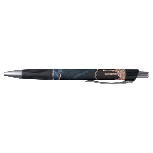 Navy Agate Rose Gold Glitter Drip Pen (Bottom)