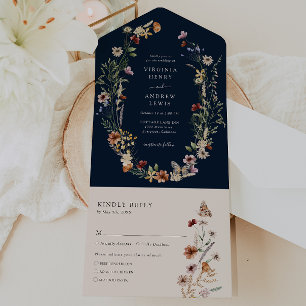 Navy All in One Wedding Invite
