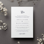 Navy | Ampersand Monogram Wedding Invitation<br><div class="desc">Personalize this classic and elegant wedding invitation with your monogram or duogram joined by a decorative script ampersand. Add your wedding details beneath in timeless navy blue lettering with calligraphy script accents. A beautiful choice in classic navy and white for formal weddings in any season. Alternate wording and layout available...</div>