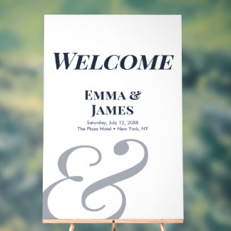 Navy Ampersand Wedding | Acrylic Welcome Sign