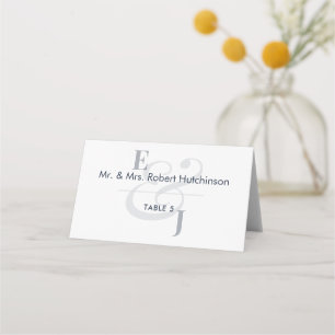 Navy Ampersand Wedding Folded Seating Tent Place Card