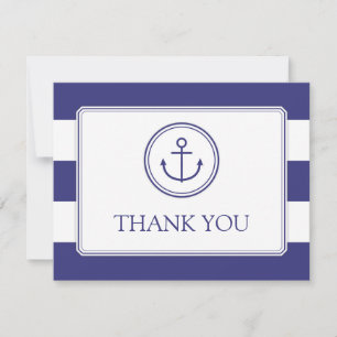 Navy Anchor Baby Shower Thank You Nautical Stripes Card