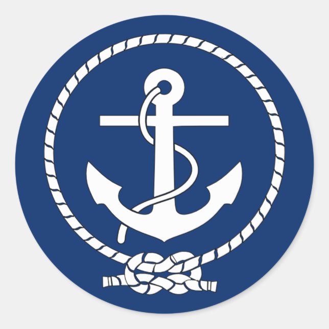 Navy Anchor Classic Round Sticker (Front)