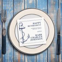 Navy Anchor Nautical Retirement Napkins