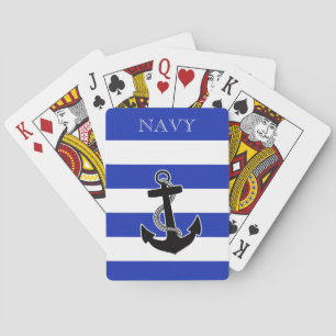 Navy Anchor - personalize with name or other text Playing Cards