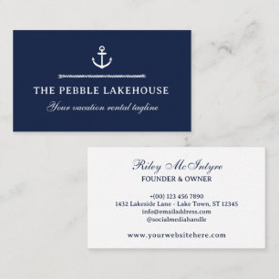 Navy Anchor & Rope Nautical Property Rental Business Card