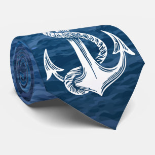 Navy Anchor Sea Background Tie