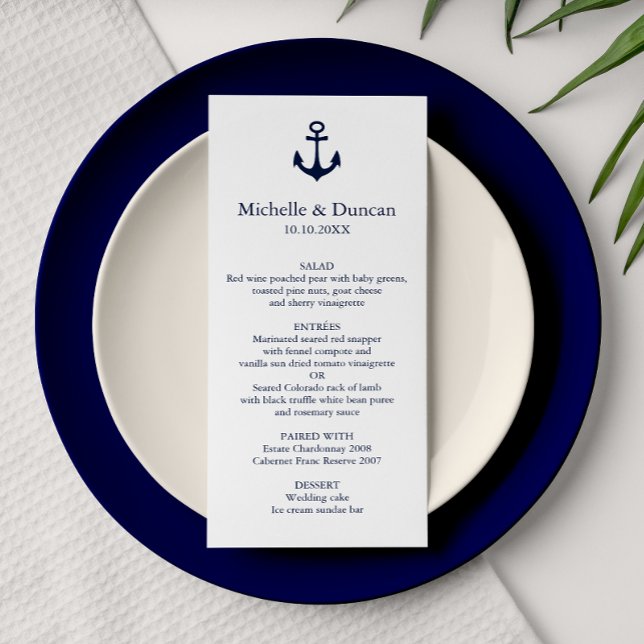 Navy Anchor Yacht Nautical Modern Wedding Invitation (Creator Uploaded)