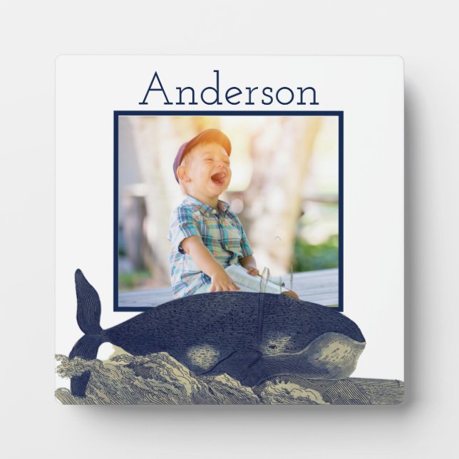 Navy Anchors waves Blue Nautical Photo Frame (Front)