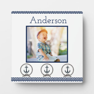 Navy Anchors waves Blue Nautical Photo Frame