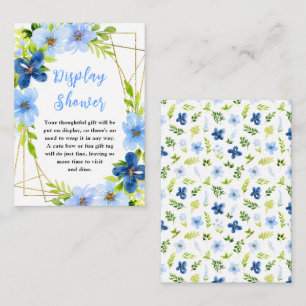 Navy and Baby Blue Floral Baby Display Shower Enclosure Card