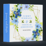 Navy and Baby Blue Floral Wedding Photo Album Binder<br><div class="desc">This beautiful and elegant wedding binder features watercolor baby blue and navy blue flowers with foliage on a gold geometric frame. The text combines handwritten script and serif fonts for a stylish and modern look. This is perfect as a party planner,  photo album or guest book.</div>