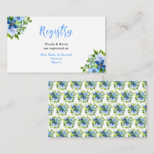 Navy and Baby Blue Floral Wedding Registry Enclosure Card