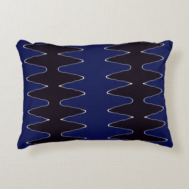 Navy and Black Zigzag Accent Pillow (Front)