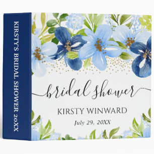 Navy and Blue Flowers Bridal Shower Photo Album Binder