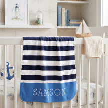 Navy and Blue Stripes Monogram | Editable Colours