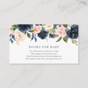 Navy and Blush Floral Books for Baby insert card