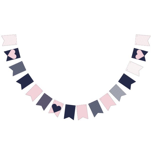 Navy and Blush Pink Preppy Bunting Bunting Flags (All)