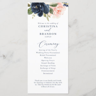 Navy and Blush Pink Wedding Program