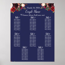 Navy and Burgundy Floral Seating Chart