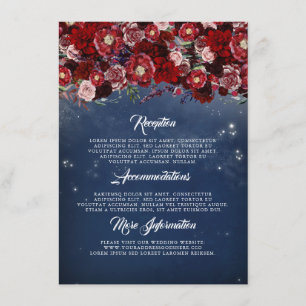 Navy and Burgundy Floral Wedding Information Guest Enclosure Card