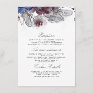Navy and Burgundy Wedding Details Insert