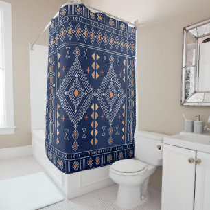 Navy and Copper Southwestern Tribal Kilim