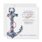 Navy and Coral Anchor Beach Wedding Invitation