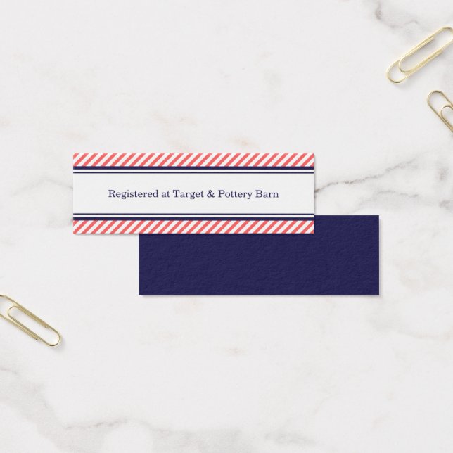 Navy and Coral Nautical Wedding Insert Card (Office)