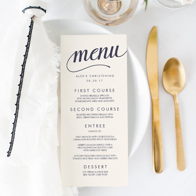 Navy and Cream Calligraphy Menu Card (Creator Uploaded)